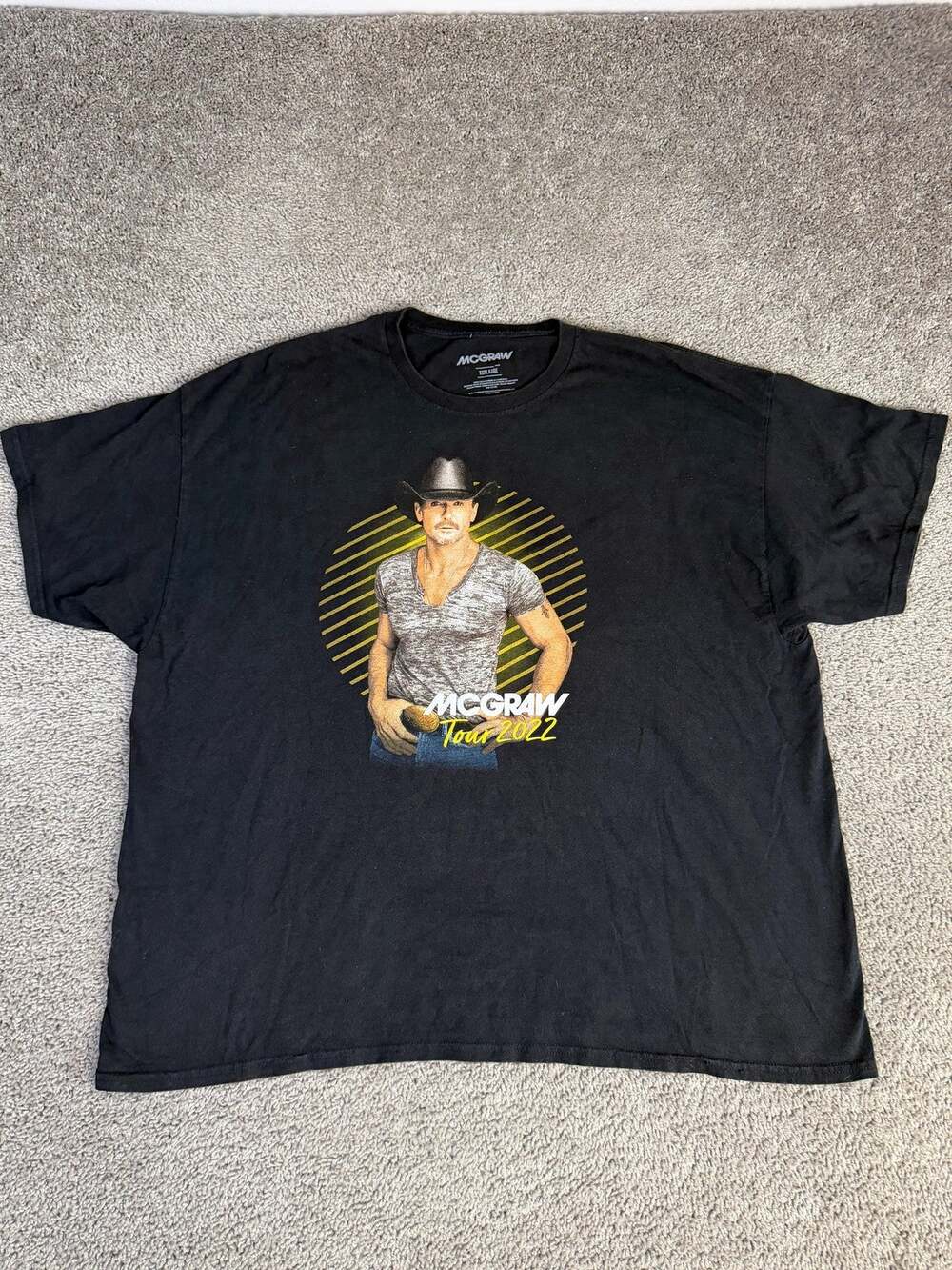 Tim Mcgraw Shirt Mens 3XL Black Tour 2022 Graphic Crew Neck Tagless Concert